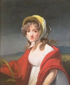 Portret van een meisje met een rode sjaal